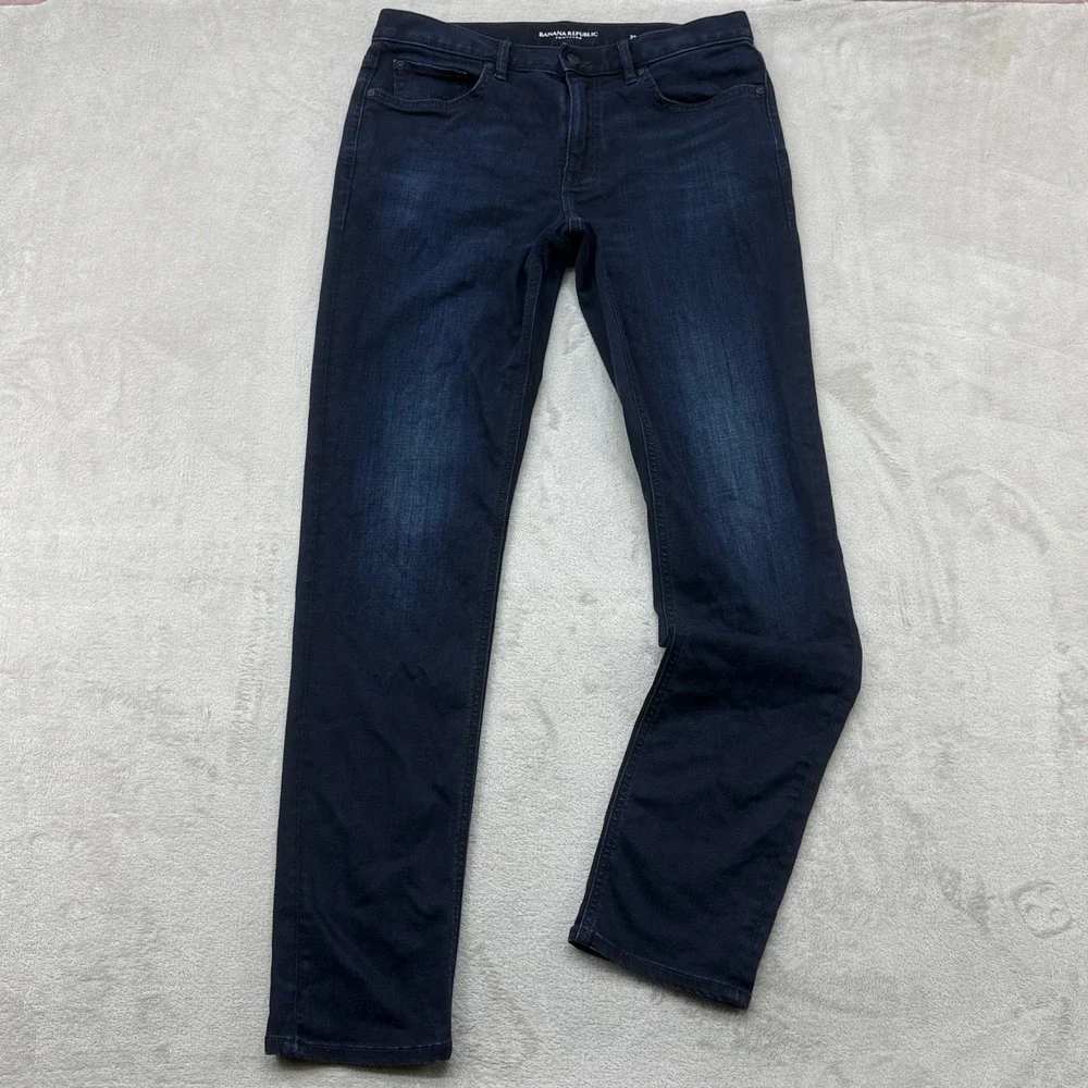 Banana Republic Traveler Jeans Mens 32x34 Dark Wash Slim Luxe Stretch Preppy